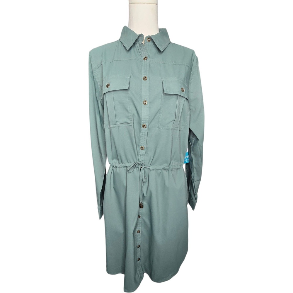 Coolibar Napa Travel Shirt Dress UPF50 Green‎ L NWT